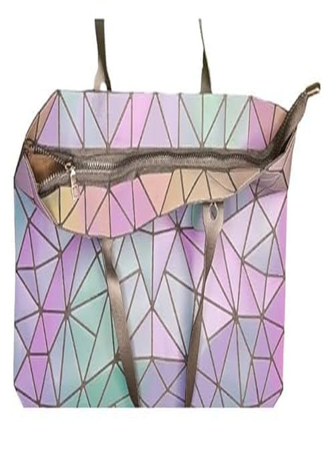 Firstdemand Luminous Geometric Laser Diamond Foldable Tote Bag Holographic reflective Sling Bag Colour changing Shoulder Handbag for Women and Girls - Image 4